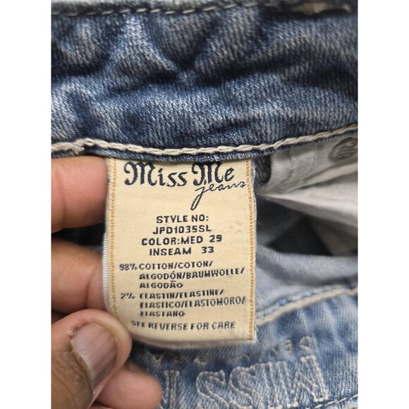 Miss Me Jeans Womens 27 Medium Blue Sunny Skinny Distressed Ripped Denim Pants - Picture 10 of 11